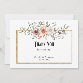 Summer Garden Watercolor floral Wedding Thank You Card