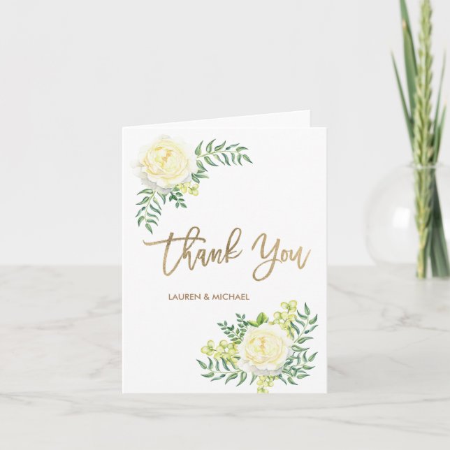 Summer Garden Watercolor Flowers Thank You Card (Front)