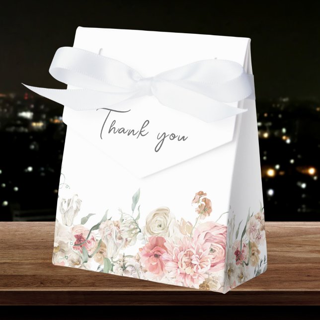Summer Garden Watercolour Floral Wedding Favour Box (Summer Garden Watercolour Floral Wedding Favor Boxes
)