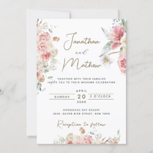 Summer Garden Watercolour Floral Wedding Invitation