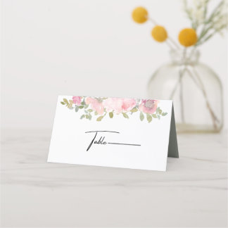 Summer Garden Watercolour Floral Wedding Place Card
