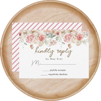 Summer Garden Watercolour Floral Wedding RSVP Card