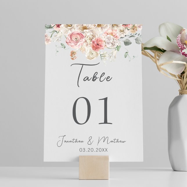 Summer Garden Watercolour Floral Wedding Table Number (Summer Garden Watercolour Floral Wedding Table Number
)