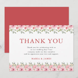 Summer Garden Watercolour Floral Wedding Thank You Card