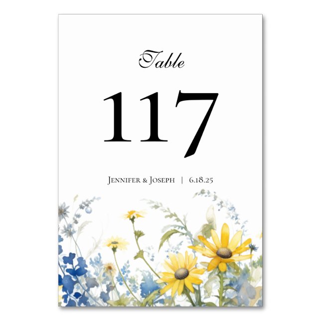 Summer Garden Wedding Table Number (Front)