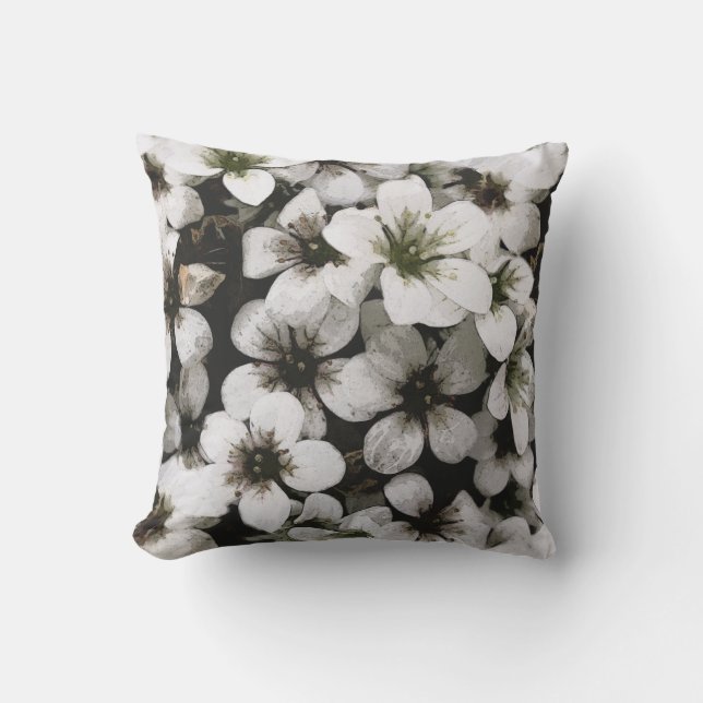 Summer Garden White Flowers Outdoor Cushion (Front)