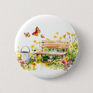 Summer Garden with Butterflies 6 Cm Round Badge