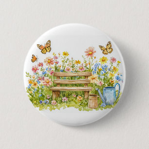 Summer Garden with Butterflies 6 Cm Round Badge
