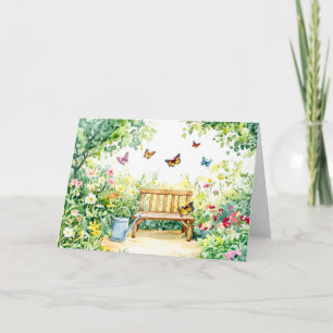 Summer Garden with Butterflies Note Card