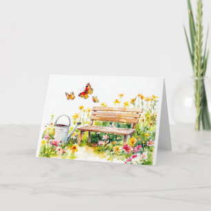 Summer Garden with Butterflies Note Card