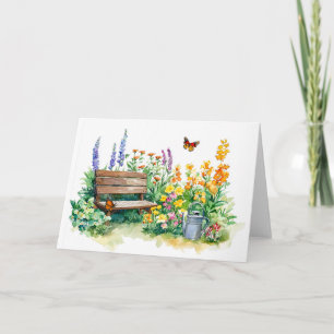 Summer Garden with Butterflies Note Card