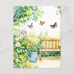 Summer Garden with Butterflies Postcard