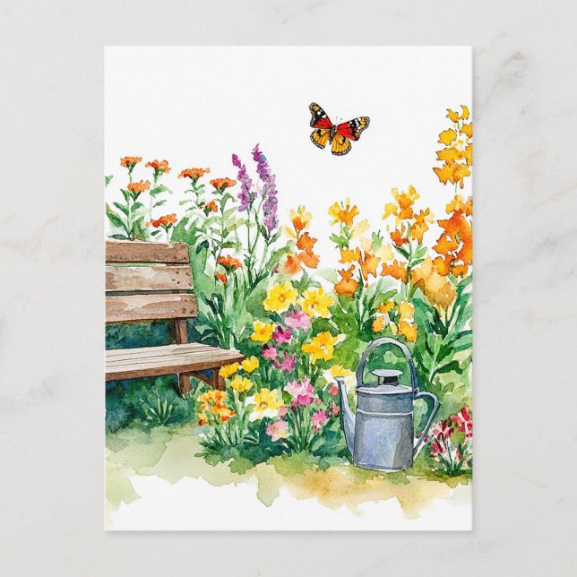 Summer Garden with Butterflies Postcard (Front)