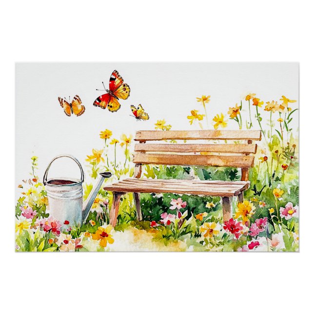 Summer Garden with Butterflies Poster (Front)