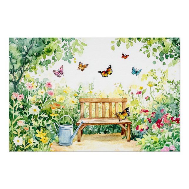 Summer Garden with Butterflies Poster (Front)