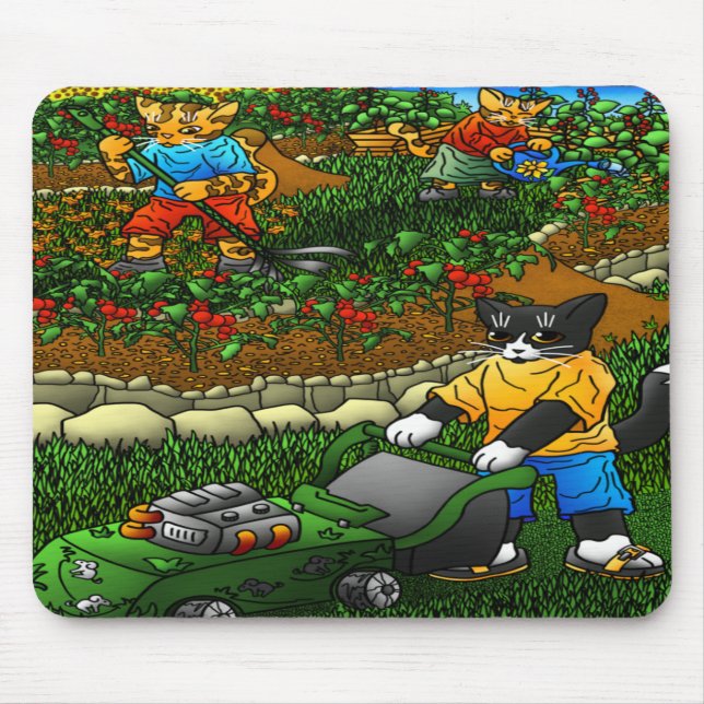 Summer Gardening Cats Mouse Pad (Front)