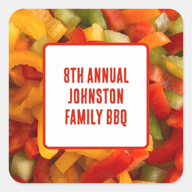 Summer Gathering Food Photo Family Reunion BBQ Square Sticker (Front)