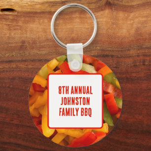 Summer Gathering Pepper Photo Family Reunion BBQ Key Ring