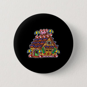 Summer Gingerbread House Christmas In July 6 Cm Round Badge