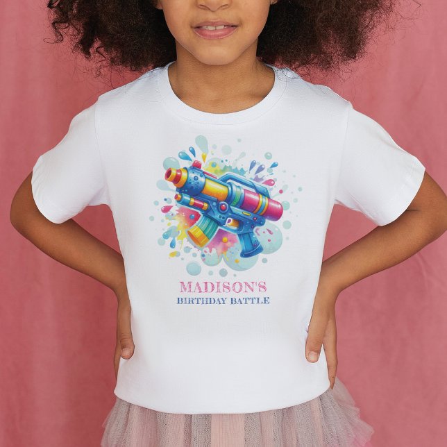 Summer Girl Birthday Water Gun Battle T-Shirt (Creator Uploaded)