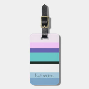 Summer girly mermaid inspired stripe colourful luggage tag