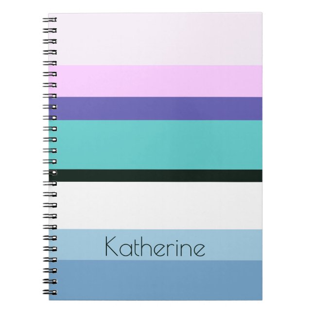 Summer girly mermaid inspired stripe colourful notebook (Front)