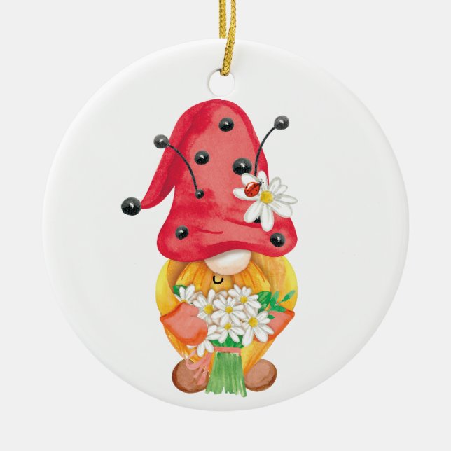 summer gnome 1 ceramic ornament (Front)