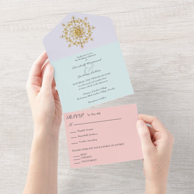 Summer Gold Mandala Wedding All In One Invitation (Tearaway)
