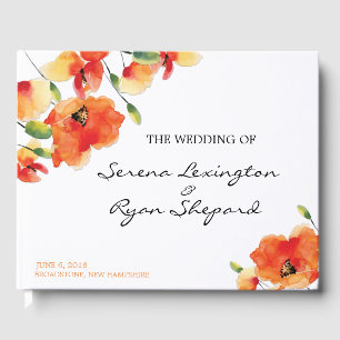 Summer Golden Poppy Wedding Guest Book