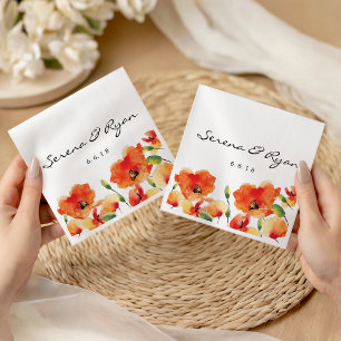Summer Golden Poppy Wedding Napkin