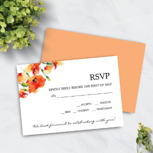 Summer Golden Poppy Wedding RSVP Card