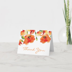 Summer Golden Poppy Wedding Thank You Card