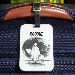 Summer goth Ghost with surfboard Luggage Tag