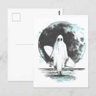 Summer goth Ghost with surfboard Postcard