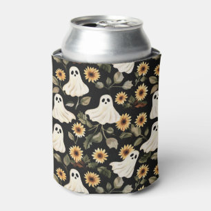 Summer Goth Ghosts and Sunflowers Spooky Can Cooler