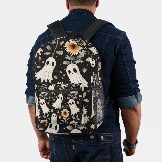 Summer Goth Ghosts and Sunflowers Spooky Printed Backpack (Insitu (Model))