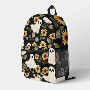 Summer Goth Ghosts and Sunflowers Spooky Printed Backpack