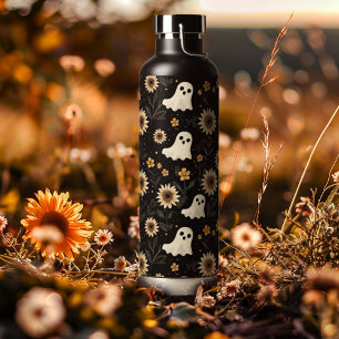 Summer Goth Ghosts and Sunflowers Spooky Water Bottle