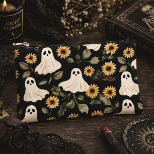 Summer Goth Ghosts & Sunflowers Spooky Accessory Pouch