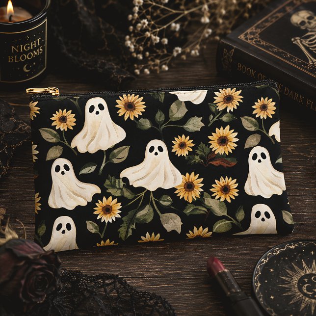 Summer Goth Ghosts & Sunflowers Spooky Accessory Pouch (Creator Uploaded)