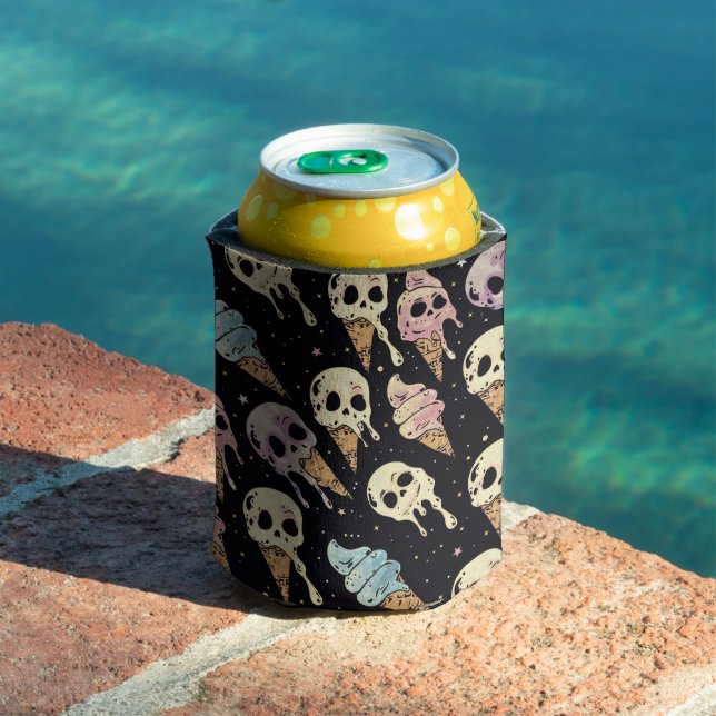 Summer Goth Skulls Ice Cream Spooky Can Cooler (In Situ Pool)