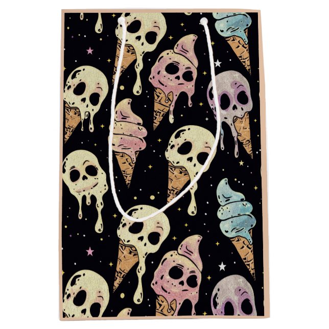 Summer Goth Skulls Ice Cream Spooky Medium Gift Bag (Front)