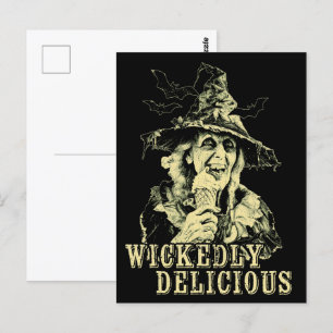 Summer goth Spooky Witch with ice cream Postcard