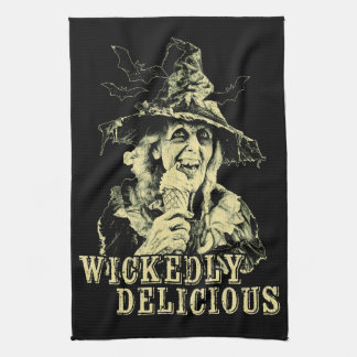 Summer goth Spooky Witch with ice cream Tea Towel