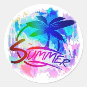 Summer graphic classic round sticker