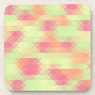 Summer Green And Pink Triangle Mosaic Coaster