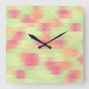 Summer Green And Pink Triangle Mosaic Square Wall Clock