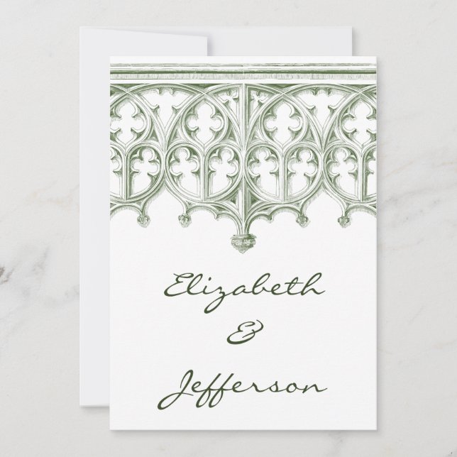 Summer Green Cathedral Wedding Invitations (Front)