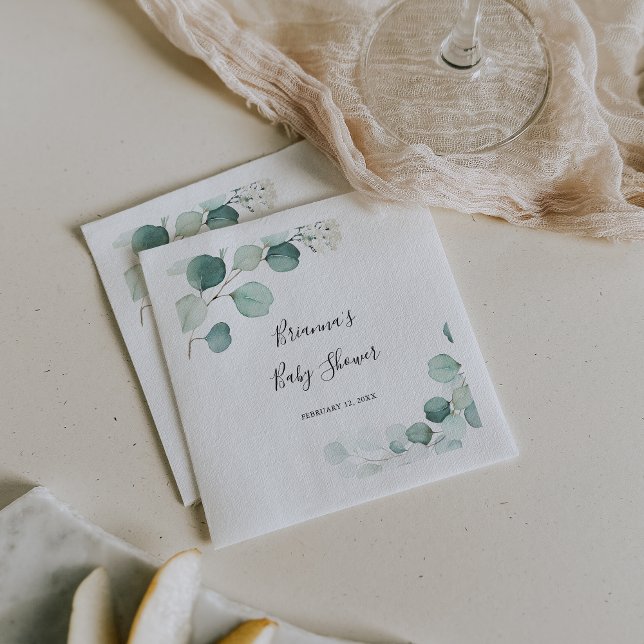 Summer Green Eucalyptus Foliage Baby Shower Napkin (Creator Uploaded)