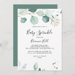 Summer Green Eucalyptus Foliage Baby Sprinkle Invitation
